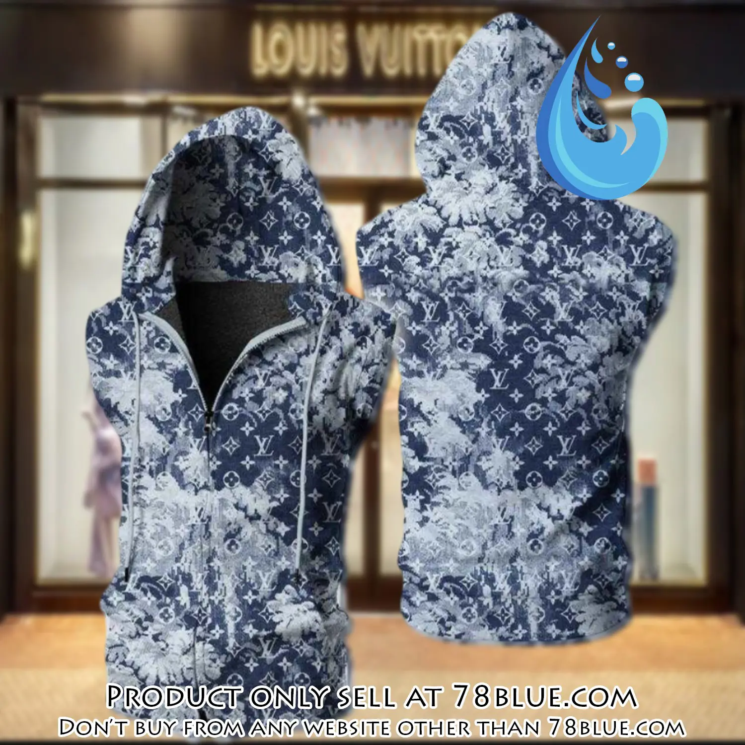 Louis vuitton watercolor unisex sleeveless zip up hoodie luxury for men women szh017 78b1150238